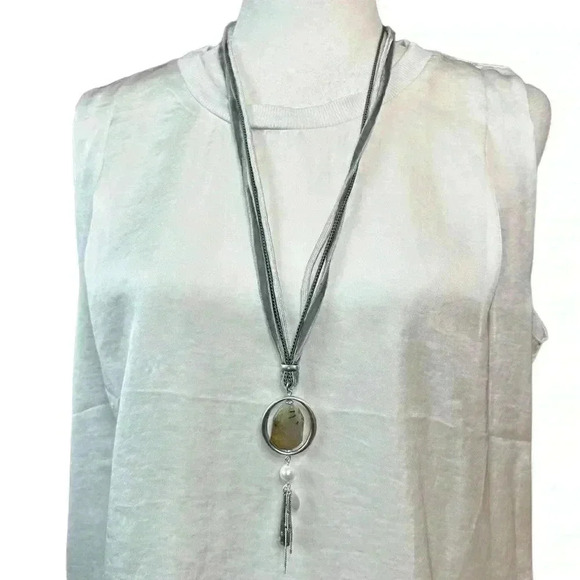 Chico's Jewelry - Chico’s Soft Blue Found Treasures Long necklace 32”